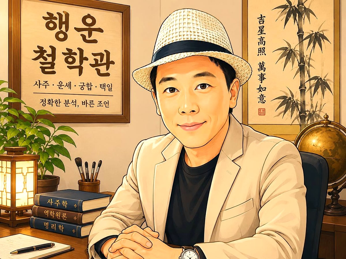 행운철학관 상담실에서 사주와 운세 상담을 준비하는 따뜻한 분위기의 상담 이미지